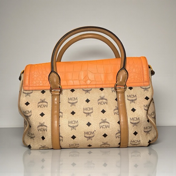 MCM Visetos Satchel with Croc-Embossed Flap - Picture 2 of 15